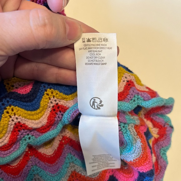 Mini Boden girls 7-8 dress crocheted rainbow navy blue long sleeve - Picture 4 of 8